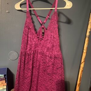 Lace Strappy Dress in Deep Pink